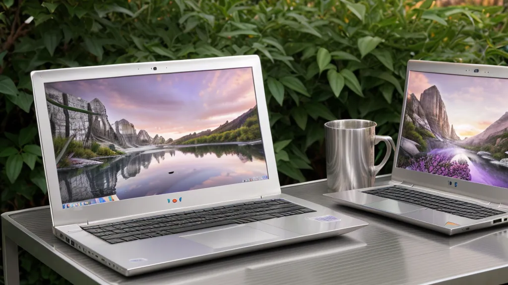 EasyRadionik Software auf einem Laptop auf dem Gartentisch in der Abenddämmerung als mobiler Praxistipp