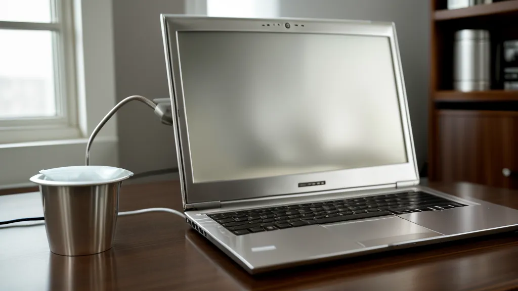 Nahaufnahme eines USB-Anschlusses an einem Laptop für die Verbindung mit Radionik-Hardware.