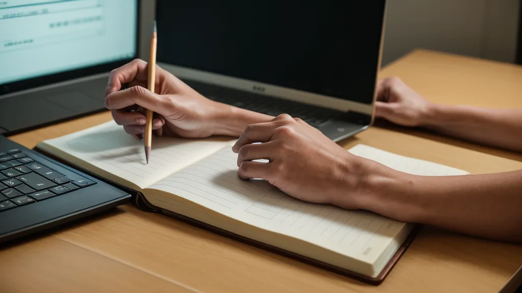 Hand eines Ingenieurs beim Dokumentieren von Software-Daten und Interface-Klicks am PC-Arbeitsplatz